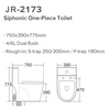 UPC Siphonic One Piece Toilet S Trap Commode 750x390x775mm