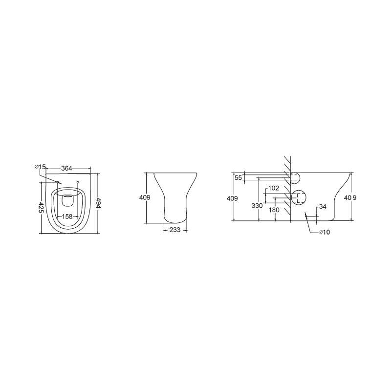 Hot selling square bathroom Back To Wall Toilet--BTW302