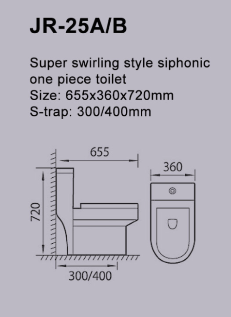 Super Swirling Style Siphonic One Piece Toilet With Superswirl Flush