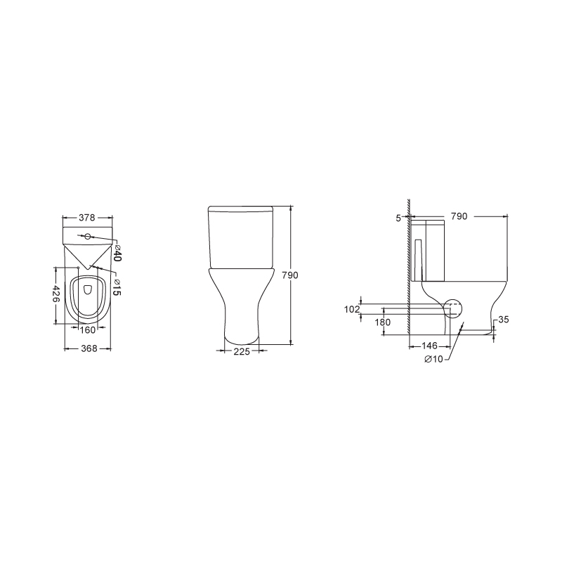 Corner Wash Down Toilet--SD302C