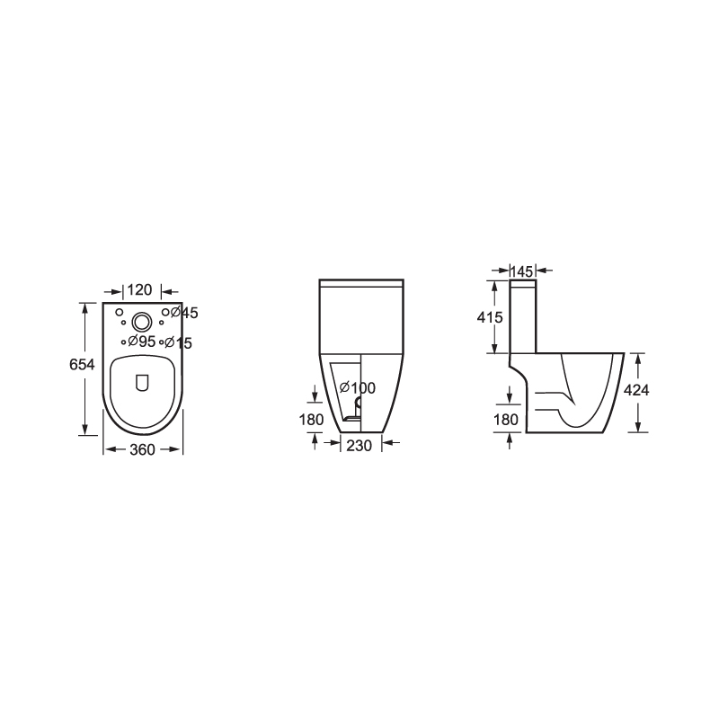 ISO9001 Automatic Close Coupled Bathroom Toilet Ceramic Water Closet