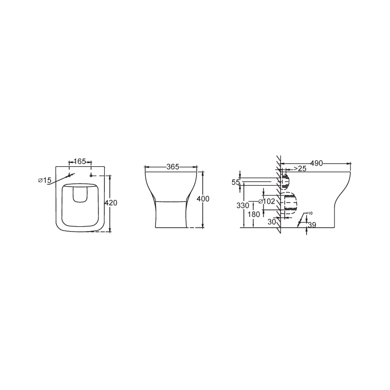 Square design bathroom toilet Back To Wall Toilet--BTW301