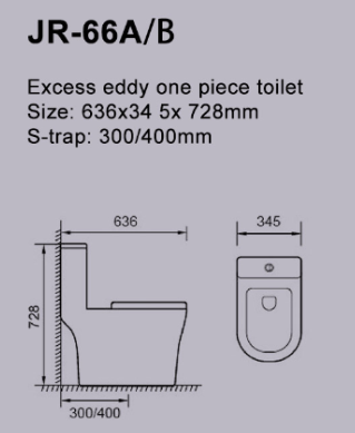 Excess Eddy One Piece Toilet With S-Trap Rimless Siphonic Toilet