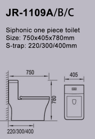 Water Saving Rimless Siphonic One Piece Toilet Super Pipe Design 50mm
