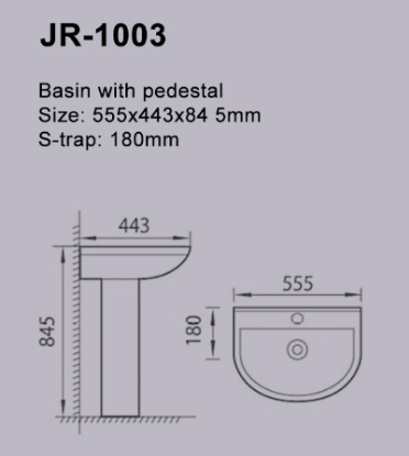 High Quality White Modern Pedestal Basin Wear Resistance