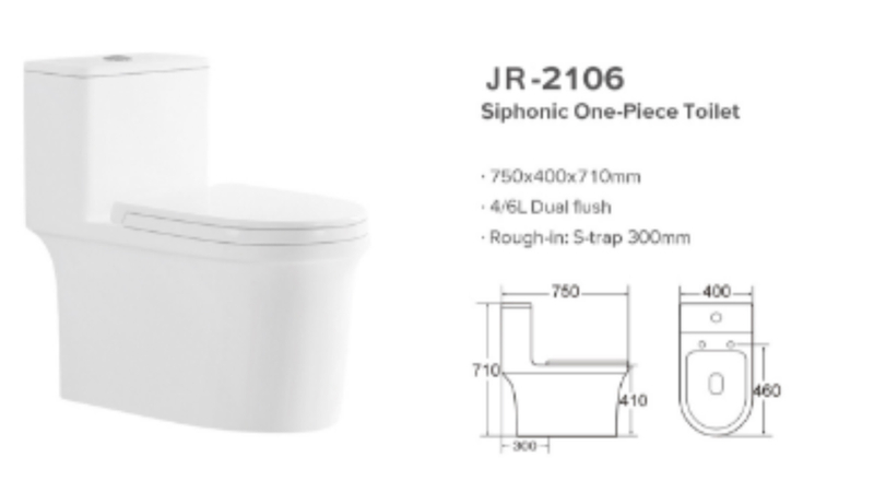 Water Saving Siphonic Smooth Glazed One Piece Water Closet