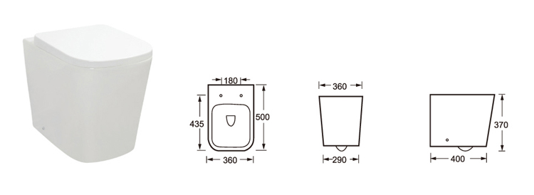 Rimless Wall Mount Toilet Concealed Tank Wear Resistance
