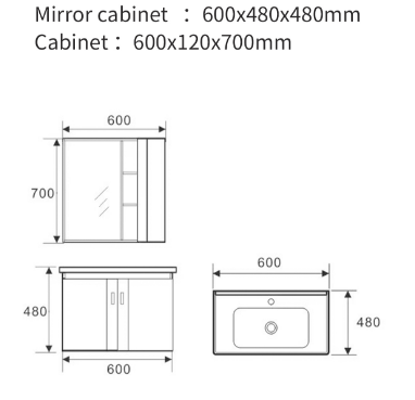 Single Hole Bathroom Wash Basin Mirror Cabinet White