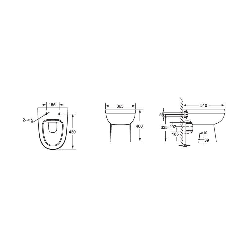 Hot selling wac toilet Back To Wall Toilet--BTE303