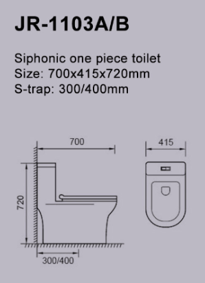 700x415x720mm Size S-Trap Siphonic One Piece Toilet Antibacterial