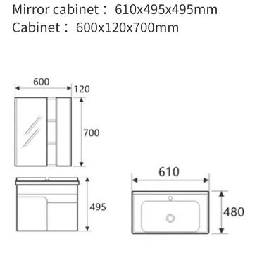 Bathroom Wash Basin Mirror Cabinet White Hot Selling