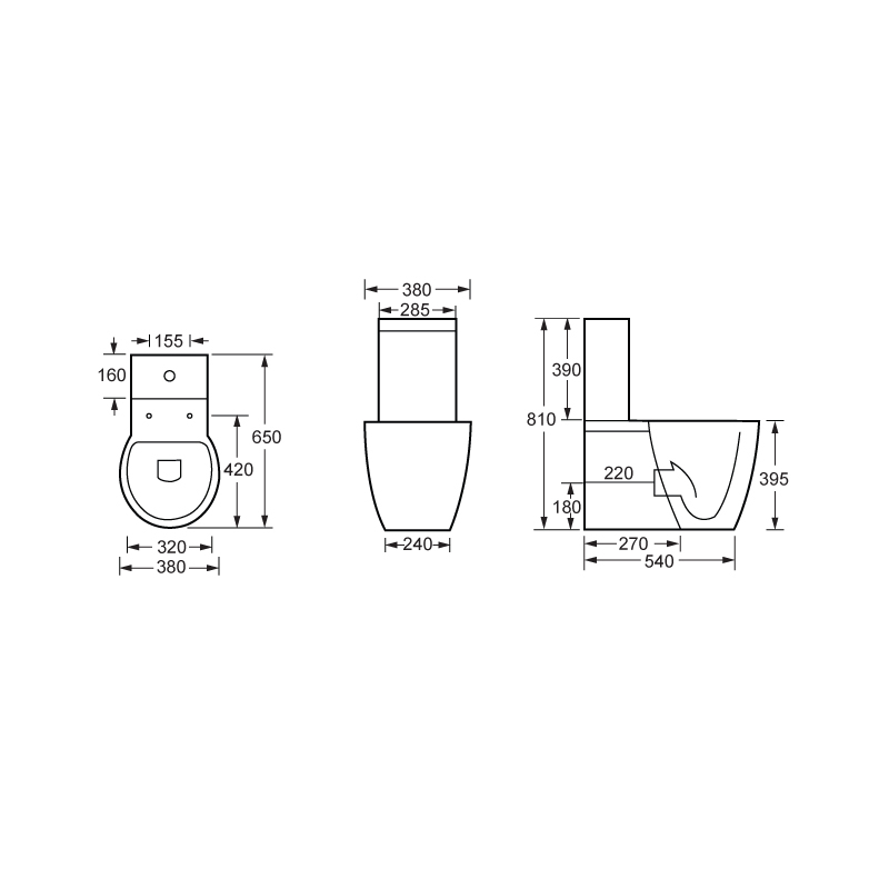 Automatic Deodorization Villa Two Piece Water Closet Close Coupled Bidet Toilet