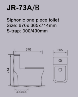 Water Saving Design Rimless Siphonic Dual Flush S-trap 300mm One Piece Toilet
