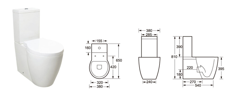 Automatic Deodorization Villa Two Piece Water Closet Close Coupled Bidet Toilet