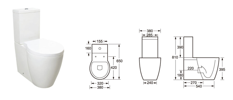 Automatic Deodorization Villa Two Piece Water Closet Close Coupled Bidet Toilet