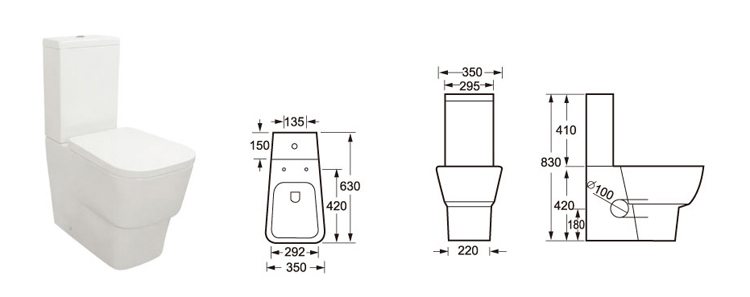 Dual Flush 3L 6L Wash Down Type Water Closet Floor Mounted Wc Bathroom Sanitary